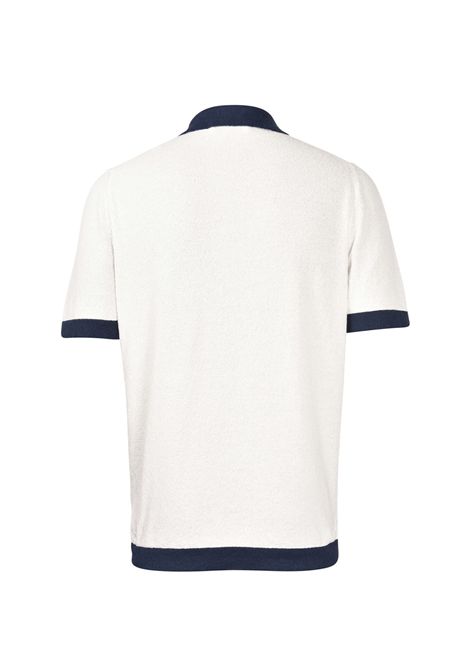 Camicia Gran sasso uomo 5711122115 Bianca maglia cotone bouclè colletto contrasto Gran sasso | Camicie | 5711122115001